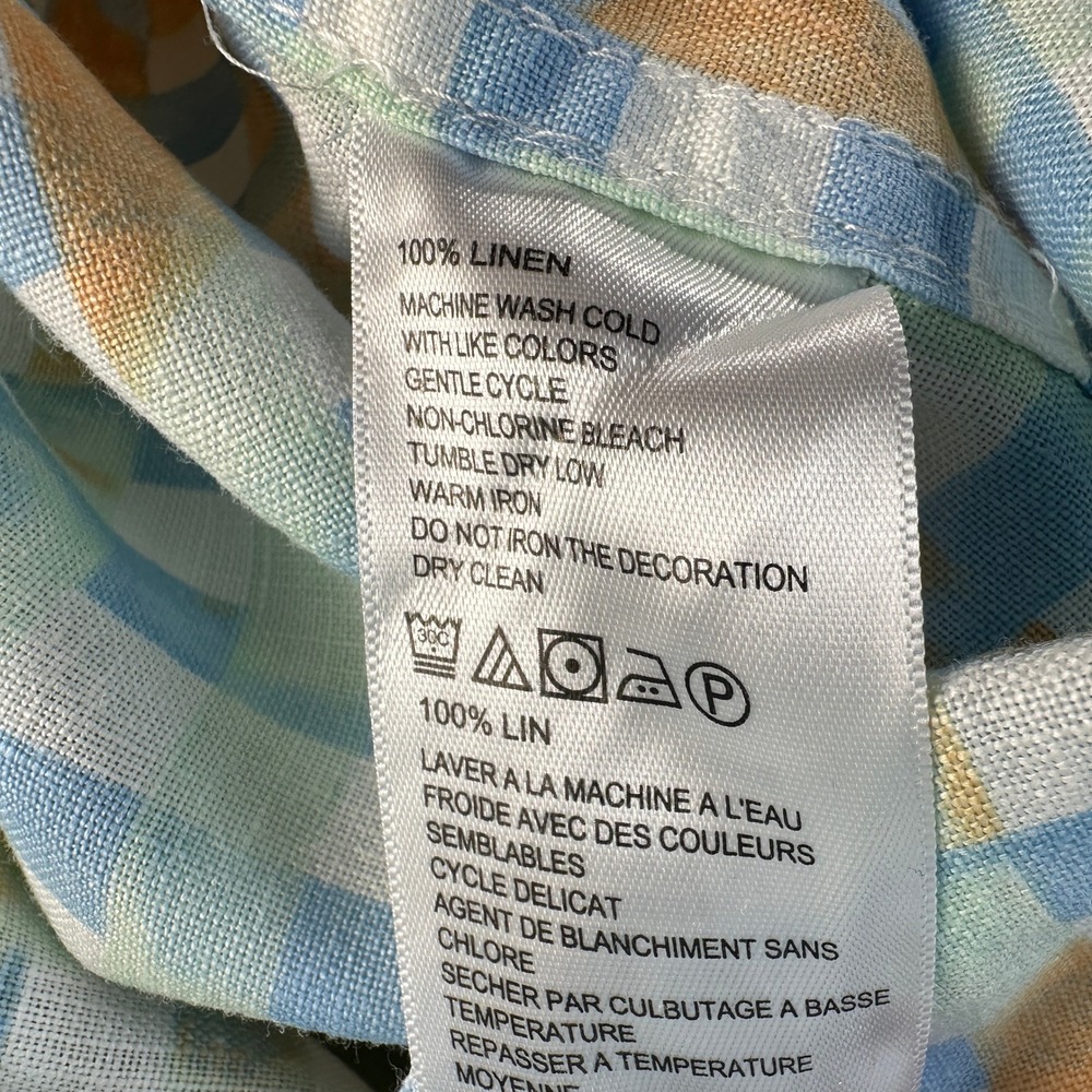 Tommy Bahama Relax 100% Linen‎ Button Down Shirt Men's Large Blue Orange Plaid - Picture 10 of 10